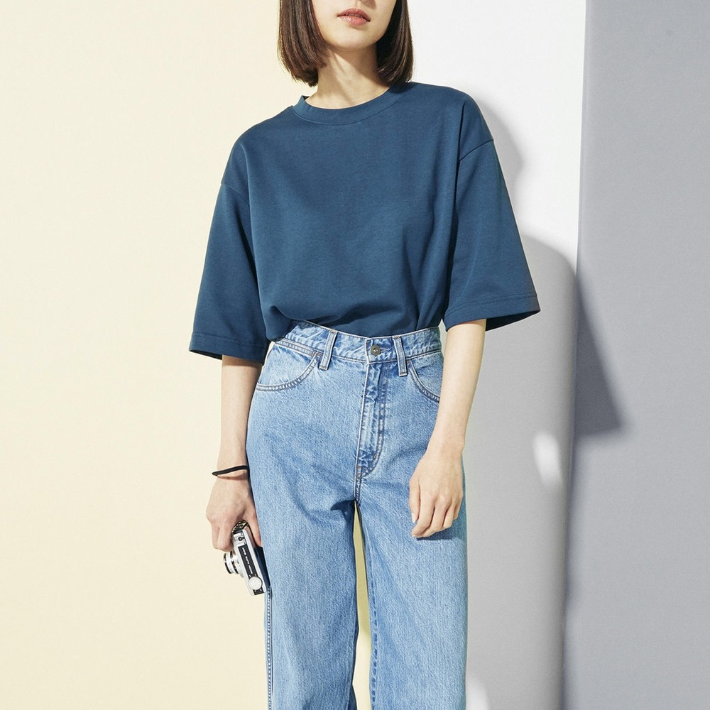 AIRism Black Cotton Oversized T-Shirt | Uniqlo